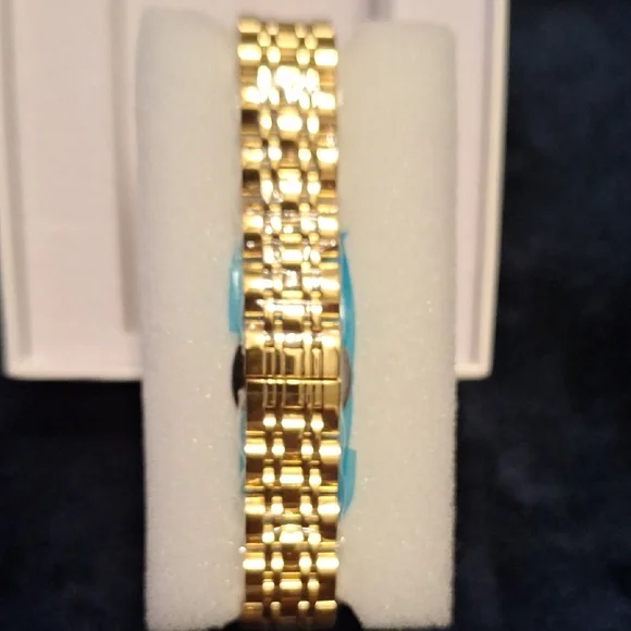 Gold Rectangular Quartz Watch with White Dial NBONAL - Picture 3 of 10